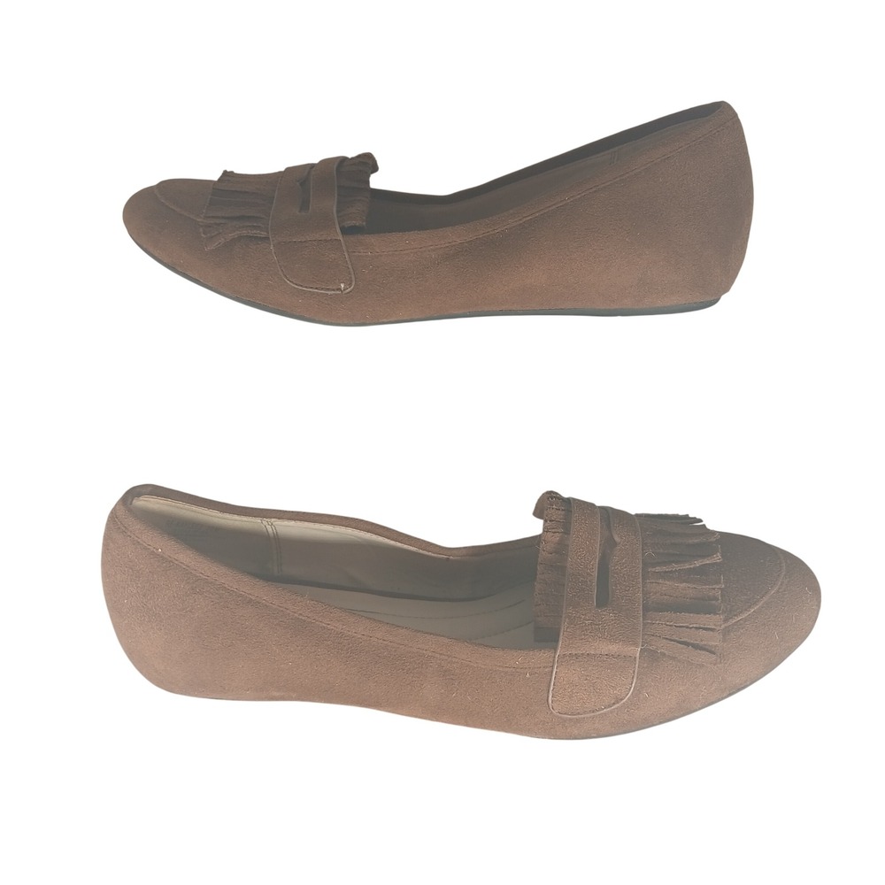 Relativity Kaylee 2 Brown Faux Suede Kiltie Penny Loafer Flats Mens 10M‎